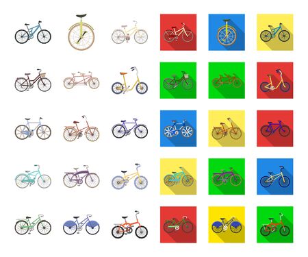 Various bicycles cartoon,flat icons in set collection for design. The type of transport bitmap symbol stock web illustration.の写真素材
