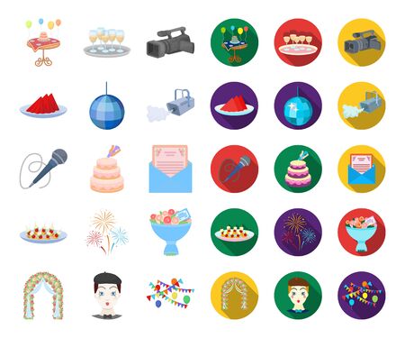 Event Organisation cartoon,flat icons in set collection for design.Celebration and Attributes bitmap symbol stock web illustration.の写真素材