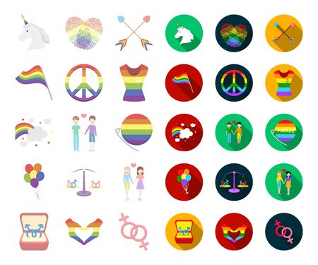 Gay and lesbian cartoon,flat icons in set collection for design.Sexual minority and attributes bitmap symbol stock web illustration.の写真素材