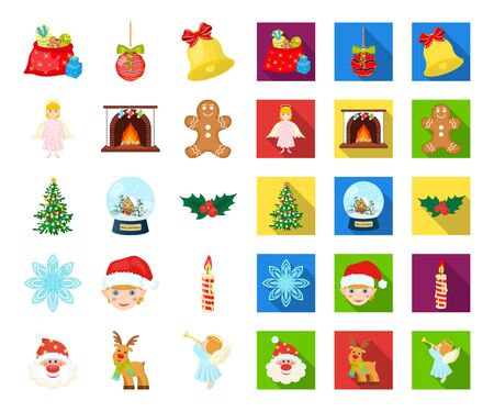 Christmas attributes and accessories cartoon,flat icons in set collection for design. Merry Christmas bitmap symbol stock web illustration.の写真素材