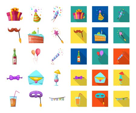 Isolated object of party and birthday symbol. Collection of party and celebration bitmap icon for stock.の写真素材