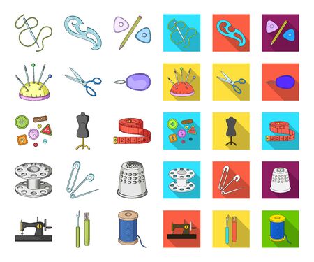 Sewing, atelier cartoon,flat icons in set collection for design. Tool kit bitmap symbol stock web illustration.の写真素材