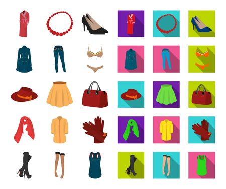 Womens Clothing cartoon,flat icons in set collection for design.Clothing Varieties and Accessories bitmap symbol stock web illustration.の写真素材