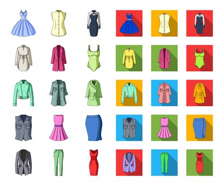 Womens Clothing cartoon,flat icons in set collection for design.Clothing Varieties and Accessories bitmap symbol stock web illustration.の写真素材