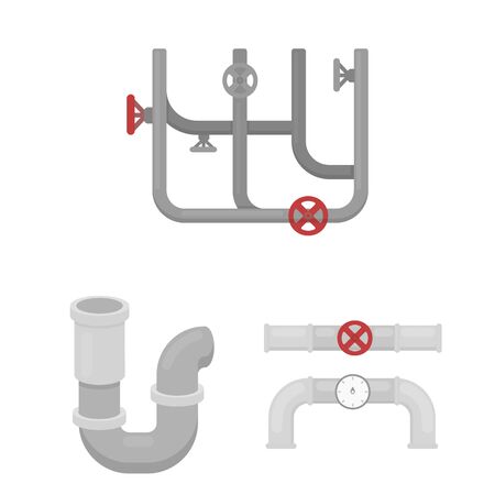 bitmap illustration of pipe and plumbing symbol. Set of pipe and metal stock symbol for web.の写真素材