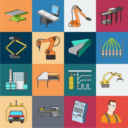 Equipment and machine cartoon icons in set collection for design.Technical progress of the factory bitmap symbol stock web illustration.の写真素材