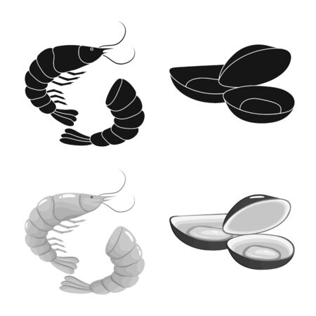 Isolated object of fresh and restaurant sign. Collection of fresh and marine vector icon for stock.のイラスト素材