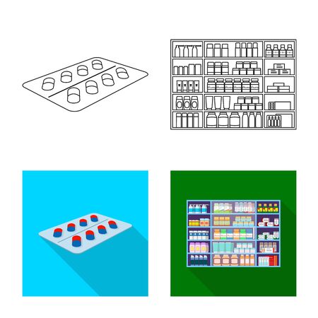 Isolated object of retail and healthcare . Collection of retail and wellness stock vector illustration.のイラスト素材