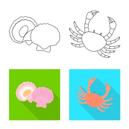 Vector design of fresh and restaurant icon. Collection of fresh and marine stock vector illustration.のイラスト素材