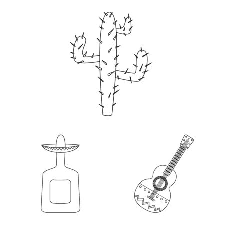 Vector design of Mexico and tequila symbol. Set of Mexico and fiesta vector icon for stock.のイラスト素材
