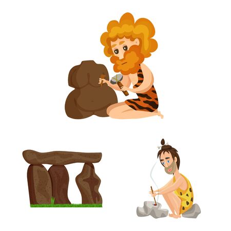 Vector illustration of ancient and age. Collection of ancient and archeology stock vector illustration.のイラスト素材