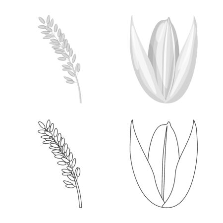 Isolated object of crop and ecological symbol. Set of crop and cooking stock vector illustration.のイラスト素材