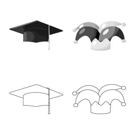 Vector design of clothing and cap . Set of clothing and beret stock symbol for web.のイラスト素材