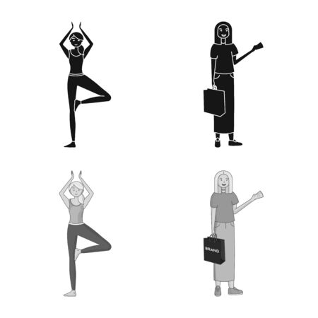 Vector design of posture and mood symbol. Collection of posture and female stock vector illustration.のイラスト素材