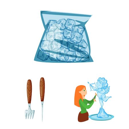 Vector design of frost and water symbol. Collection of frost and wet stock symbol for web.のイラスト素材