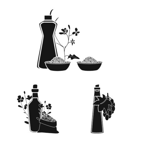 Isolated object of oil and agriculture sign. Collection of oil and glass stock vector illustration.のイラスト素材
