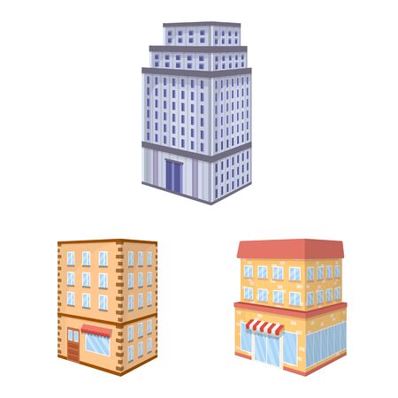 Vector design of city and build icon. Collection of city and apartment stock vector illustration.のイラスト素材