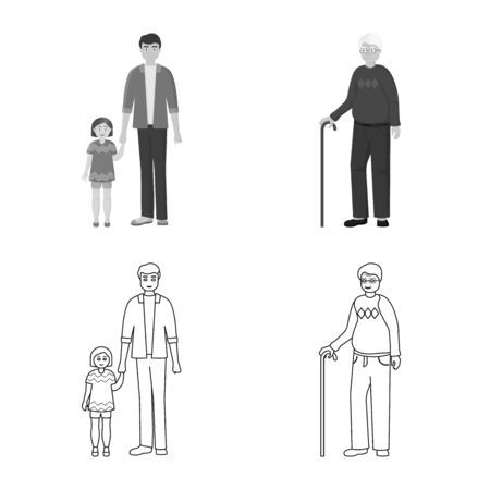 Isolated object of character and avatar. Set of character and portrait stock vector illustration.のイラスト素材