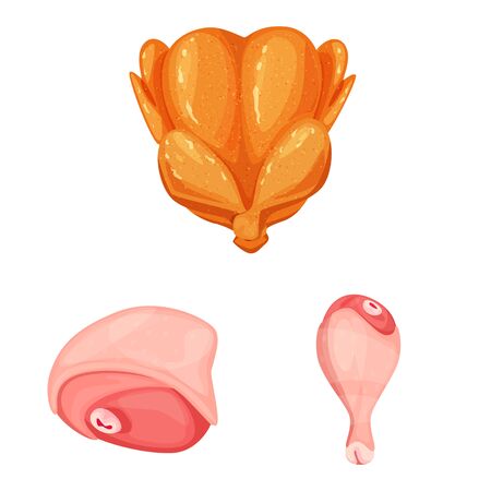 Isolated object of meat and raw. Collection of meat and grilled stock symbol for web.のイラスト素材