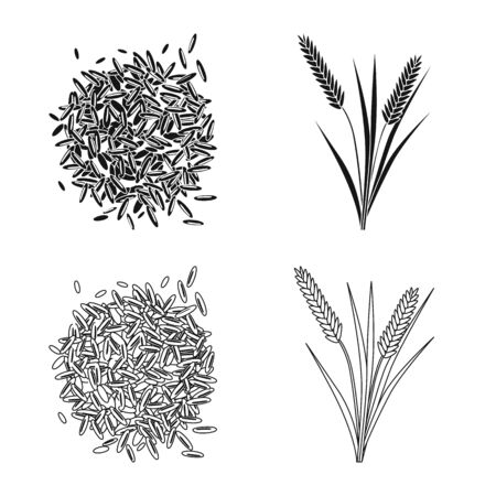 Isolated object of crop and ecological. Collection of crop and cooking stock vector illustration.のイラスト素材