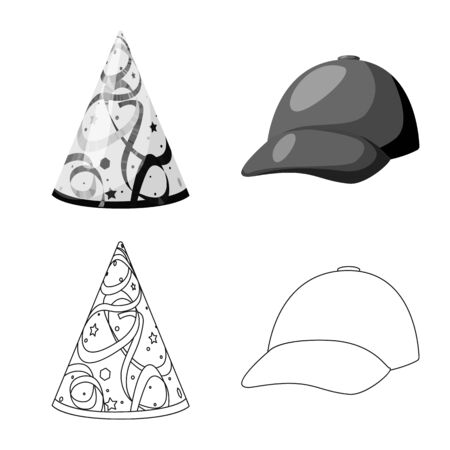 Isolated object of clothing and cap icon. Collection of clothing and beret vector icon for stock.のイラスト素材