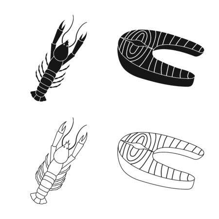 Isolated object of fresh and restaurant icon. Collection of fresh and marine stock vector illustration.のイラスト素材