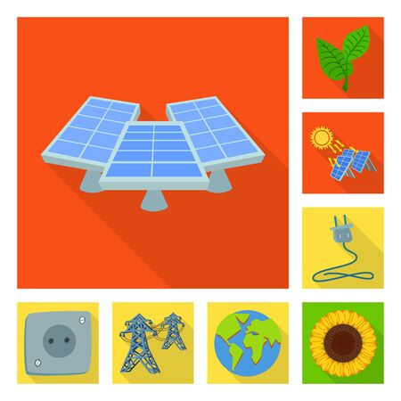 Vector illustration of Solar and panel sign. Collection of Solar and green vector icon for stock.のイラスト素材