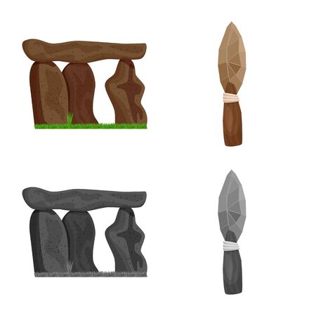 Vector illustration of evolution and prehistory . Collection of evolution and development stock vector illustration.のイラスト素材