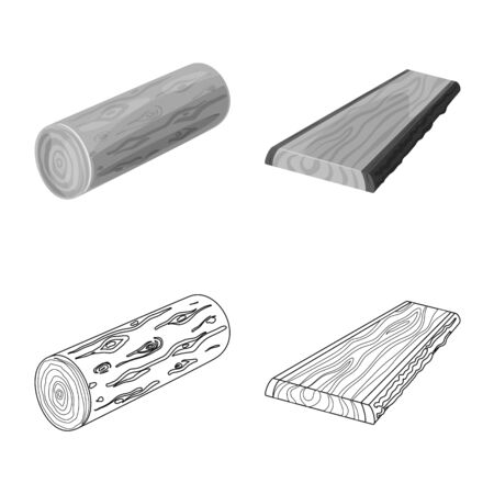 Vector illustration of tree and raw sign. Set of tree and construction stock vector illustration.のイラスト素材