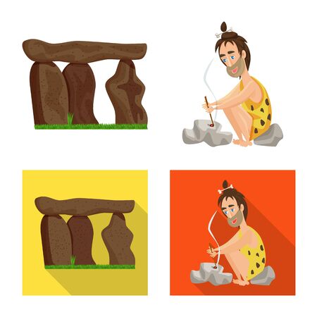 Vector illustration of evolution and prehistory. Collection of evolution and development stock symbol for web.のイラスト素材