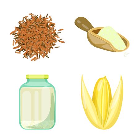 Vector illustration of food and organic sign. Set of food and agricultural stock symbol for web.のイラスト素材