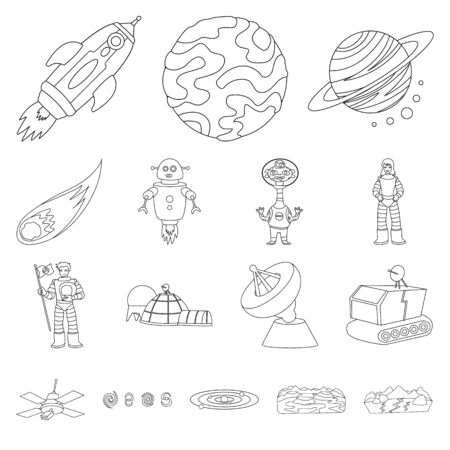 Isolated object of space and galaxy symbol. Collection of space and travels stock symbol for web.のイラスト素材