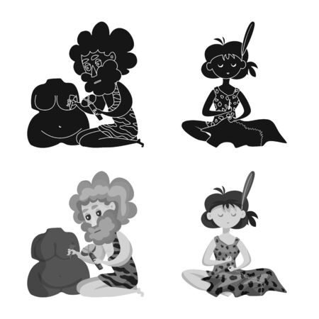 Vector design of evolution and prehistory logo. Collection of evolution and development stock symbol for web.のイラスト素材