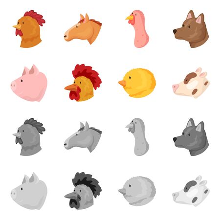 Isolated object of agriculture and breeding icon. Collection of agriculture and organic stock symbol for web.のイラスト素材