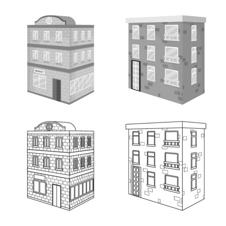 Isolated object of construction and building logo. Set of construction and estate stock symbol for web.のイラスト素材