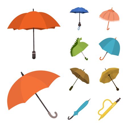 Vector illustration of umbrella and rain logo. Set of umbrella and weather stock symbol for web.のイラスト素材