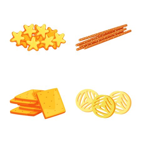 Vector design of food and crunchy symbol. Set of food and flavor stock symbol for web.のイラスト素材