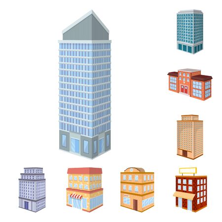 Vector design of city and build icon. Collection of city and apartment stock symbol for web.のイラスト素材