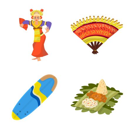 Isolated object of bali and indonesia symbol. Collection of bali and caribbean stock vector illustration.のイラスト素材