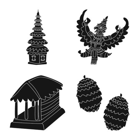 Isolated object of and traditional sign. Collection of and bali stock vector illustration.のイラスト素材