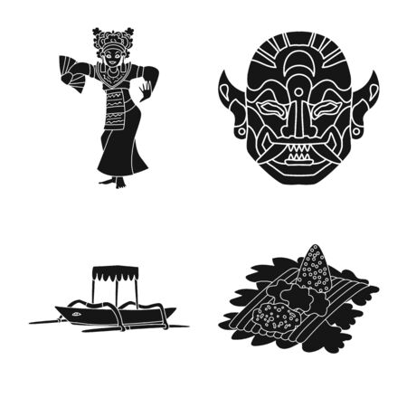 Isolated object of and traditional symbol. Set of and bali stock vector illustration.のイラスト素材