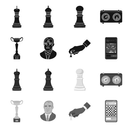 Vector illustration of checkmate and thin sign. Set of checkmate and target stock vector illustration.のイラスト素材