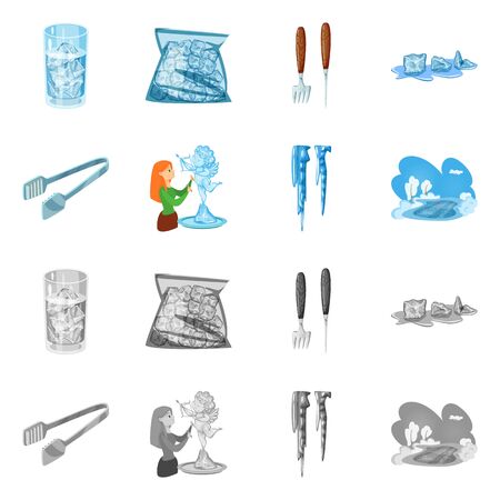 Vector design of texture and frozen logo. Collection of texture and transparent stock symbol for web.のイラスト素材