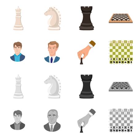 Vector illustration of checkmate and thin icon. Set of checkmate and target stock vector illustration.のイラスト素材
