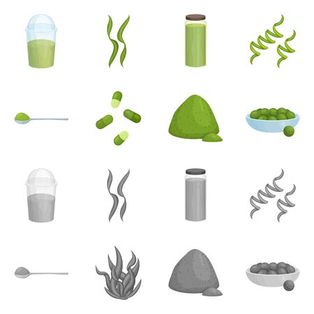 Vector illustration of protein and sea logo. Collection of protein and natural vector icon for stock.のイラスト素材