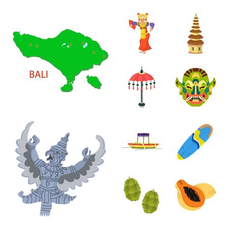 Isolated object of bali and indonesia logo. Collection of bali and caribbean vector icon for stock.のイラスト素材
