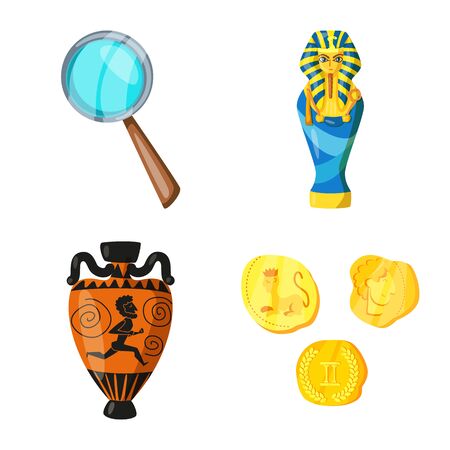 Vector design of archaeology and historical  . Collection of archaeology and excavation vector icon for stock.のイラスト素材