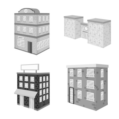 Vector illustration of realty and modern icon. Collection of realty and building vector icon for stock.のイラスト素材