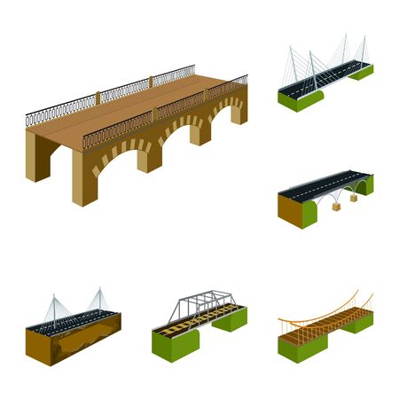 Vector design of bridgework and architecture  . Set of bridgework and structure vector icon for stock.のイラスト素材