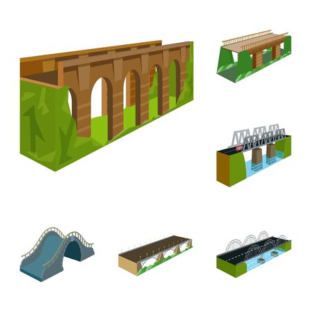 Vector illustration of bridgework and architecture symbol. Collection of bridgework and structure stock vector illustration.のイラスト素材
